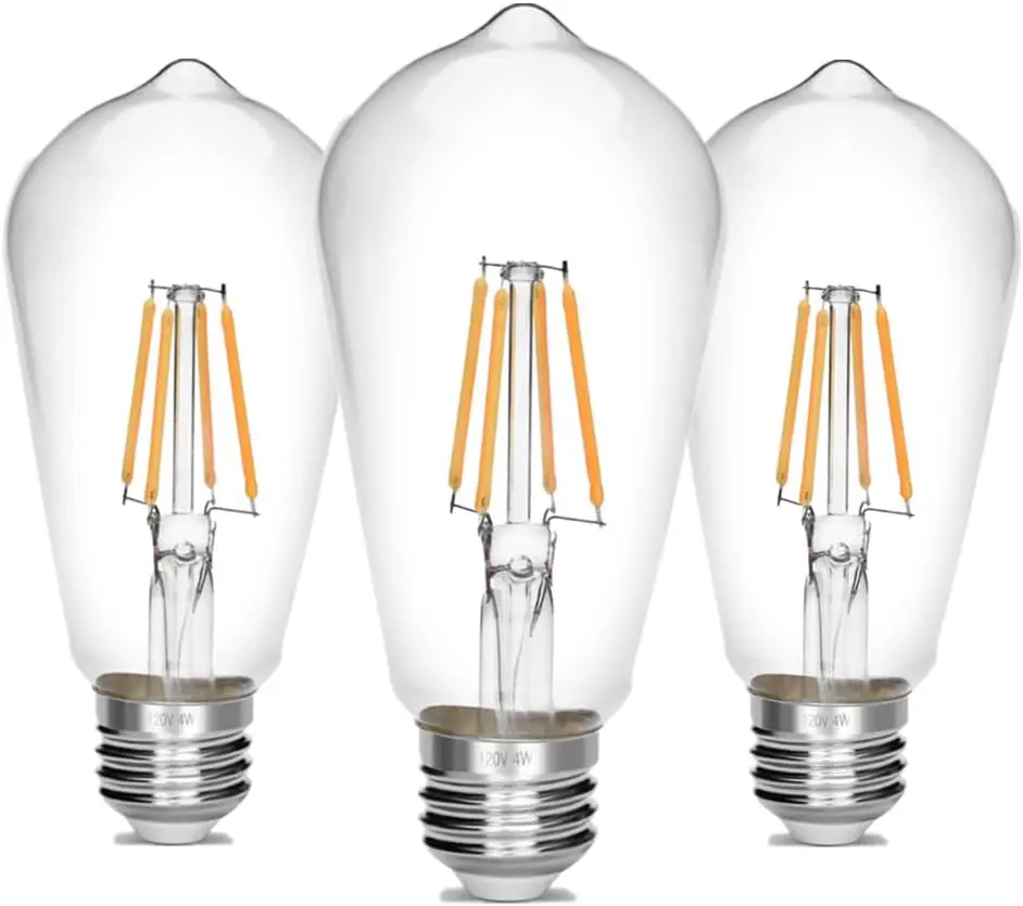 

Vintage 40W LED Edison Bulb, E26 Base, 450 Lumens 2700K Warm White, Pack of 3