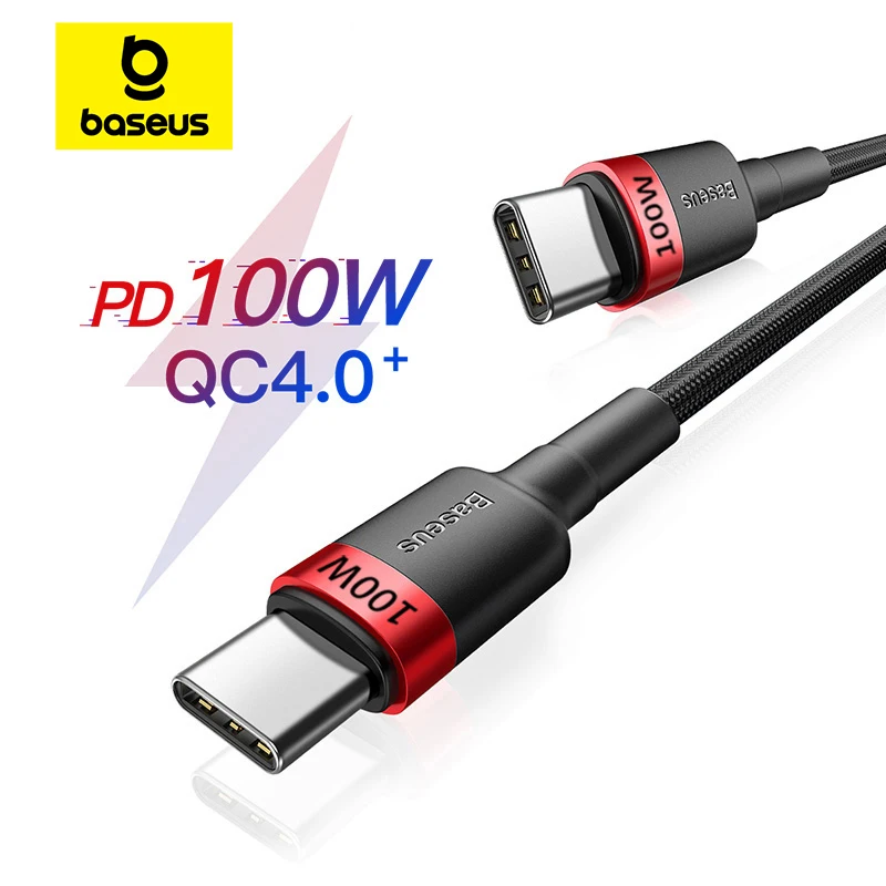 Baseus 맥북 프로용 USB C to USB C 타입 케이블, 3.0 100W PD 고속 충전, 삼성 샤오미 mi 충전 케이블