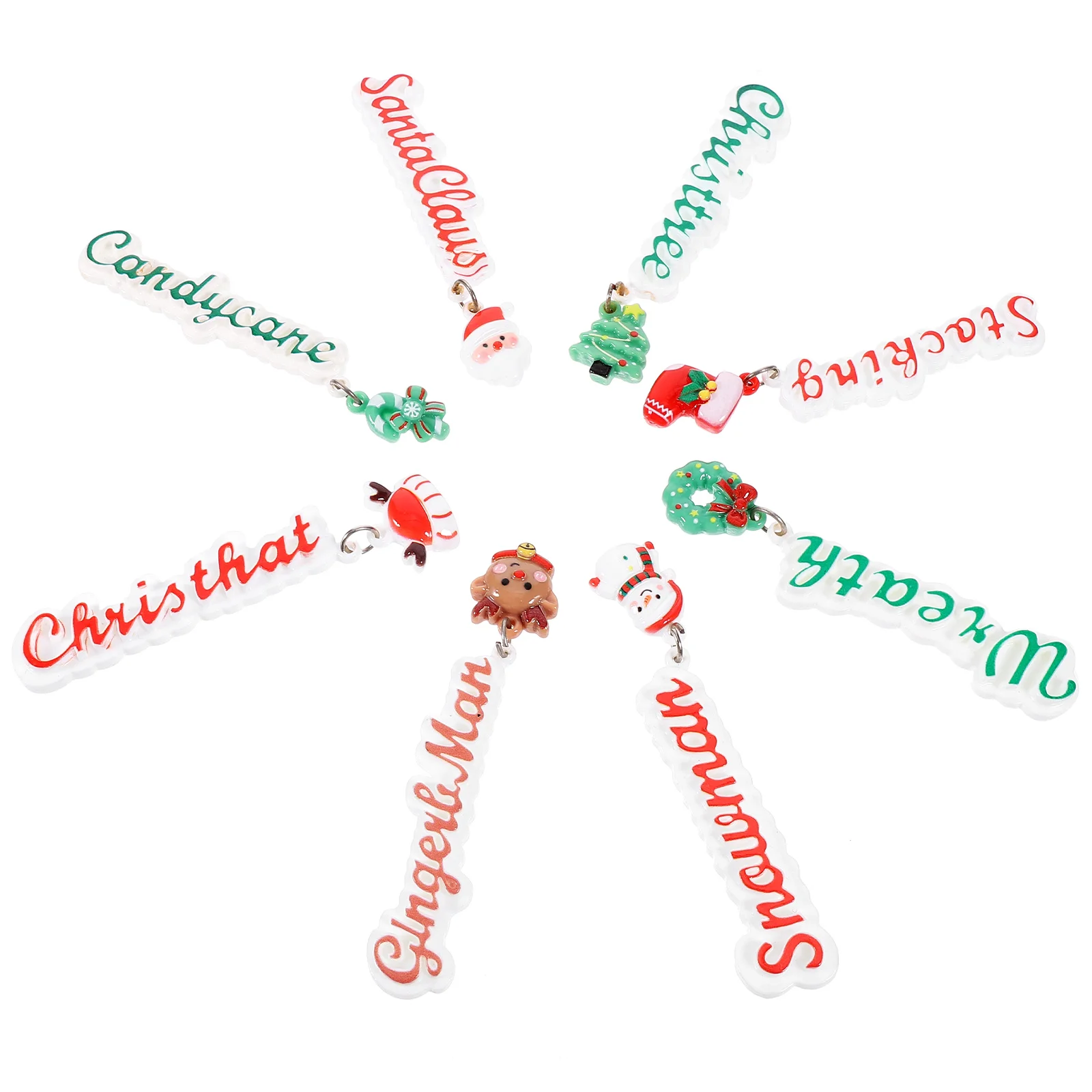 

8 Pcs Christmas Resin Pendant Jewelry Pendants Keychain DIY Charms for Cute Making Materials Delicate Craft