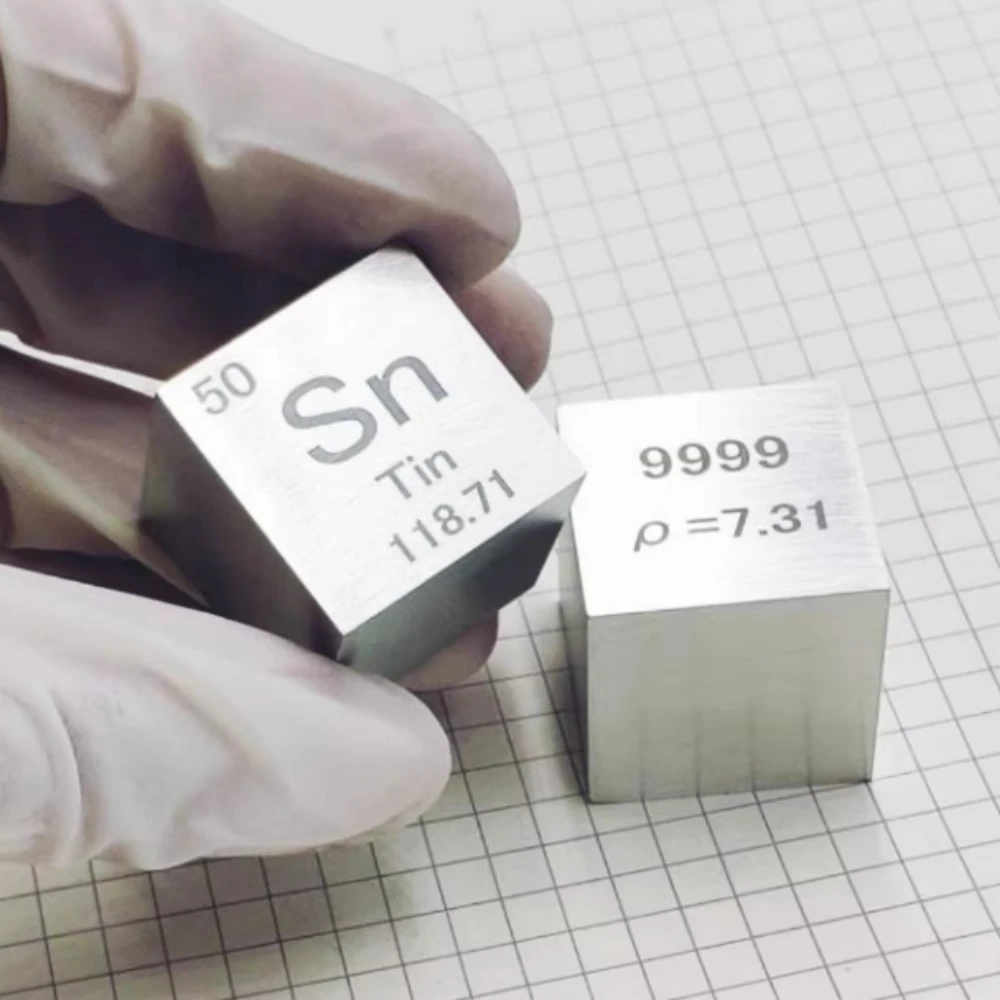 10mm/25.4mm Tin Element Cube Ornament Metal Collection Display Decoration Science Education Model Gift for Chemistry Enthusiasts