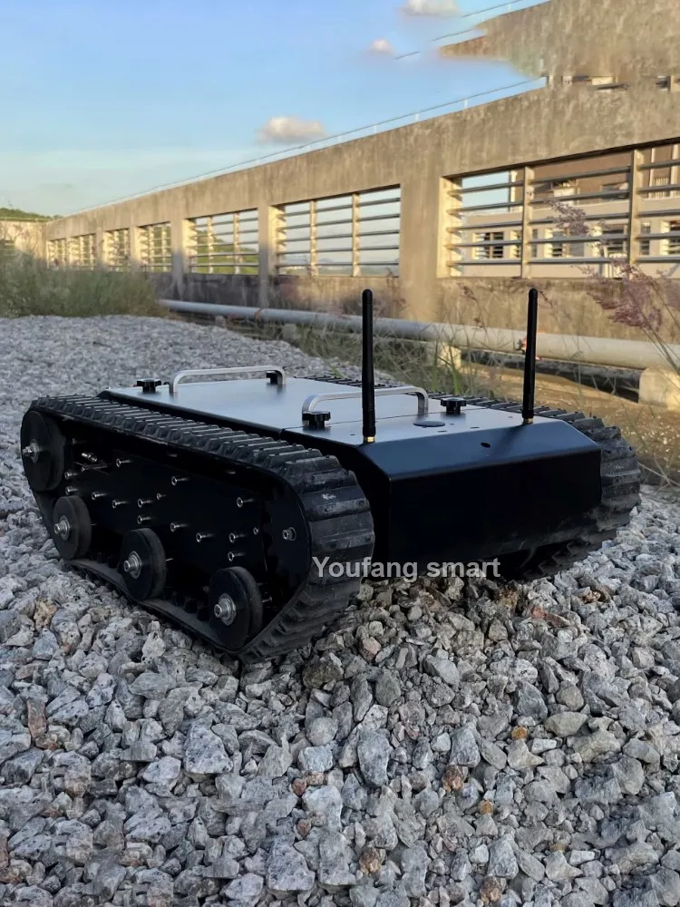 20kg Load TR400 RC Tank Rubber Tracked Chassis High Carbon Steel Suspension System Robot Car for FS Handle Open Source Program