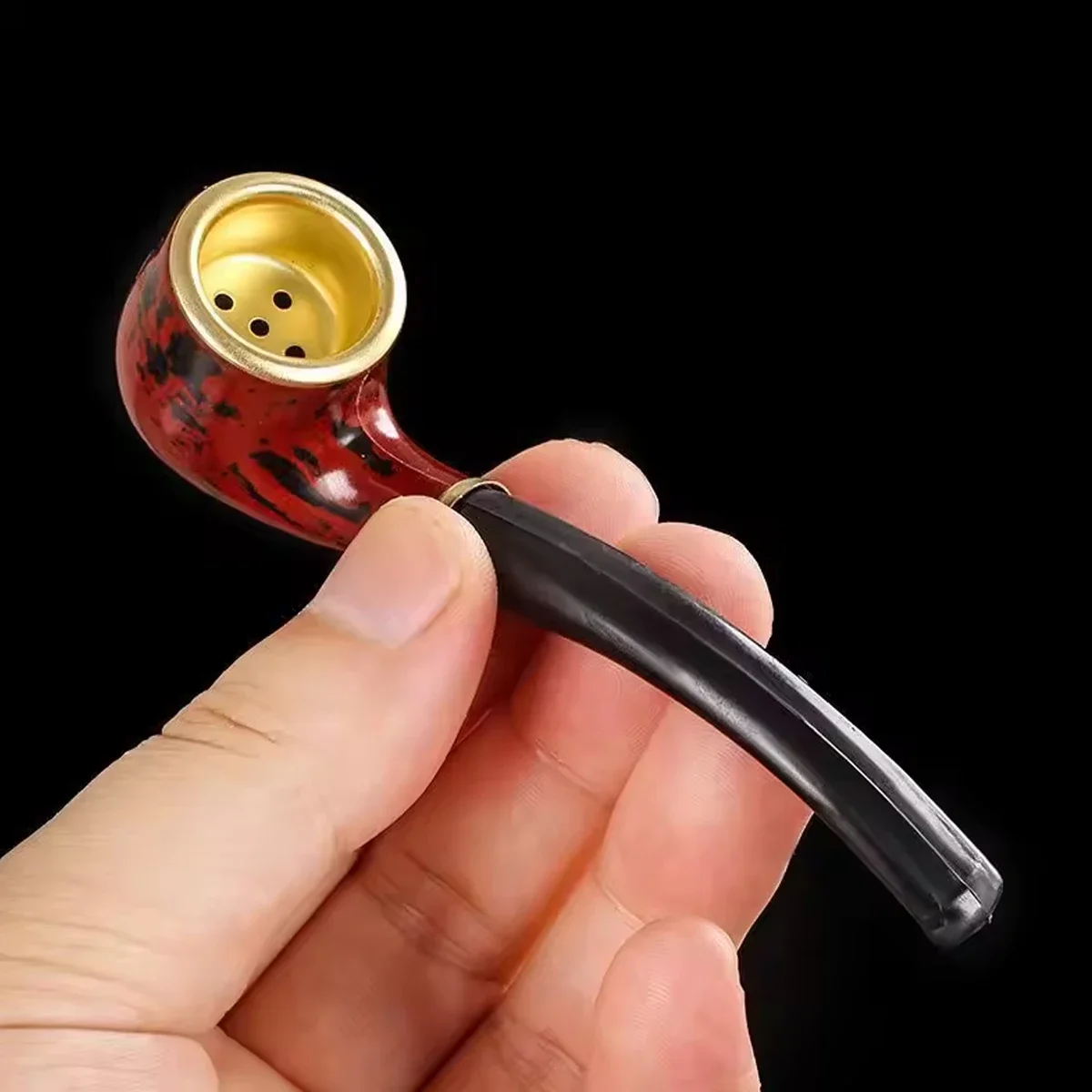 1 قطعة خشب الأبنوس الراتنج أنبوب التبغ الرجعية الباكليت الانحناء الصالحة للشرب يده التدخين الأنابيب السجائر اكسسوارات هدايا عيد الأب