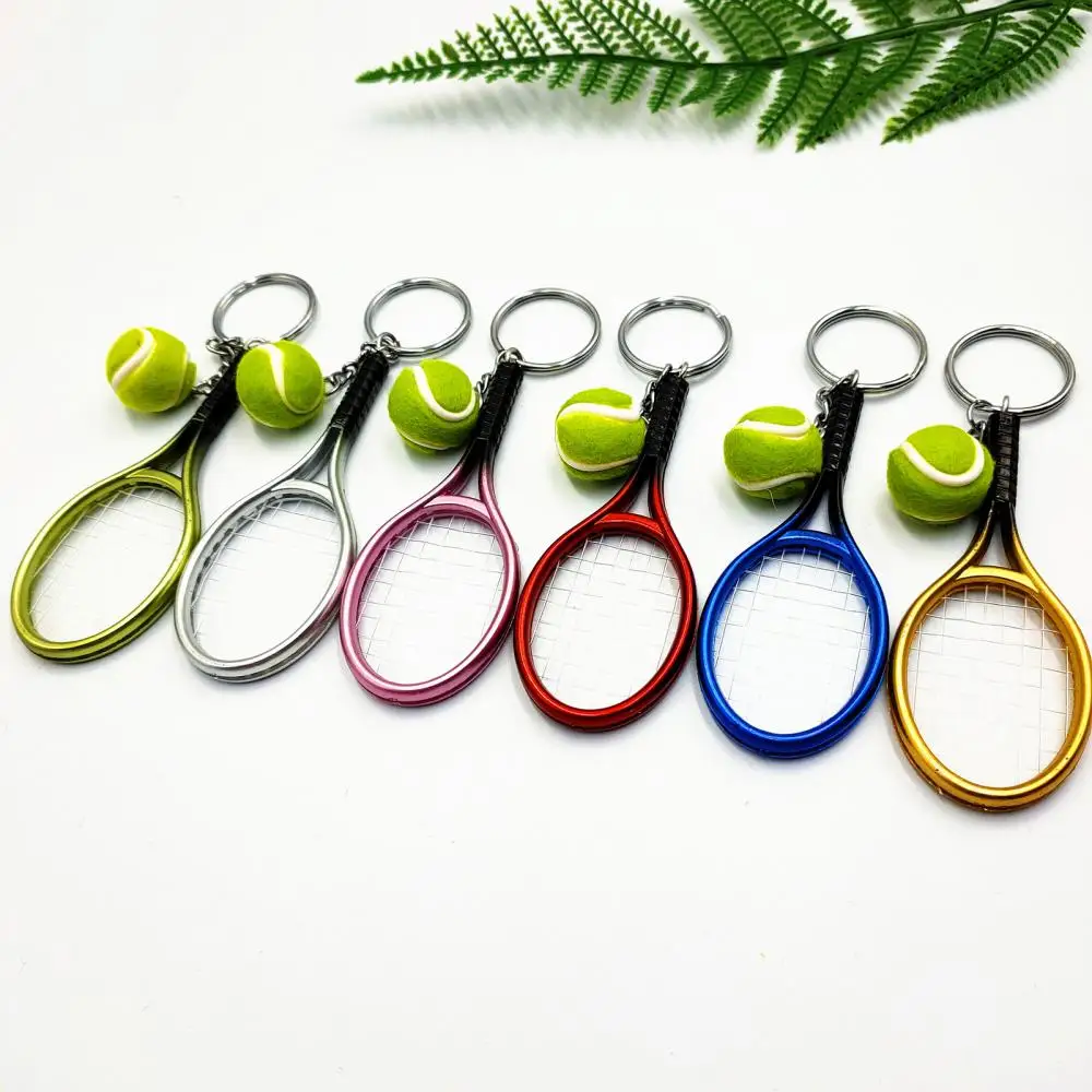 Key Chains Fashion Jewelry Simulation Mini Tennis Racket Ball Keychain Pendant Bag Key Ring Accessories