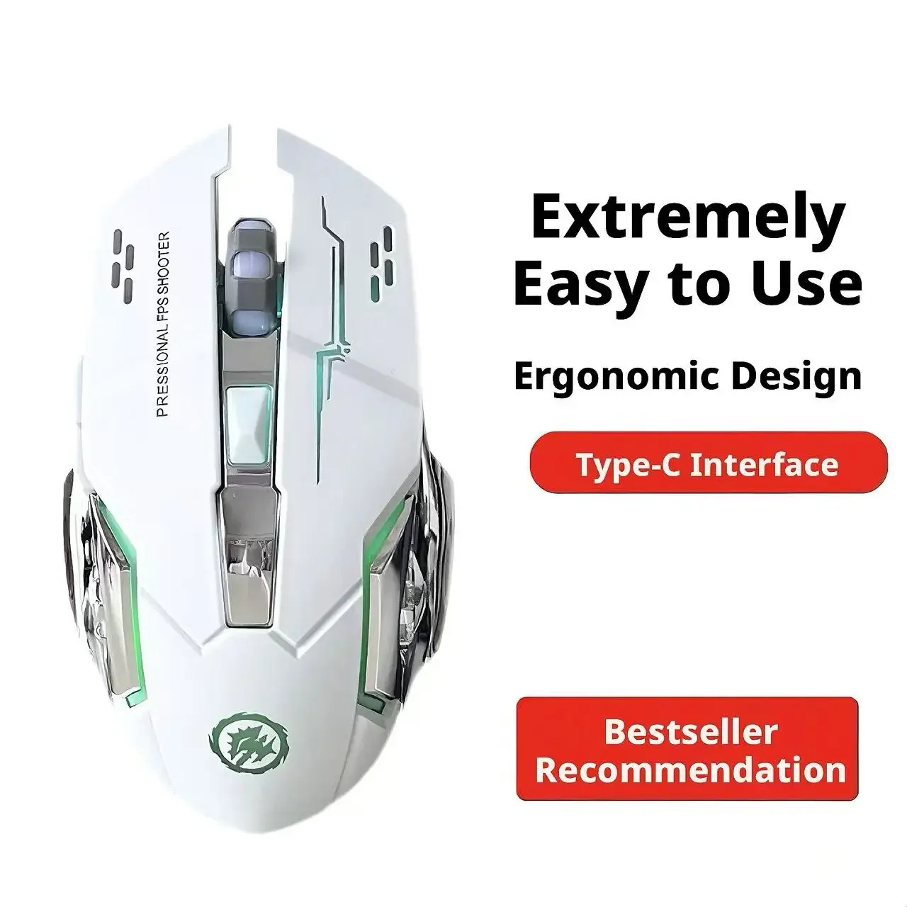 RGB Light Wireless Gaming Mouse Ergonomic 6 Button Adjustable DPI Mechanical Game Mice For PC Laptop E-sports Gamer Office