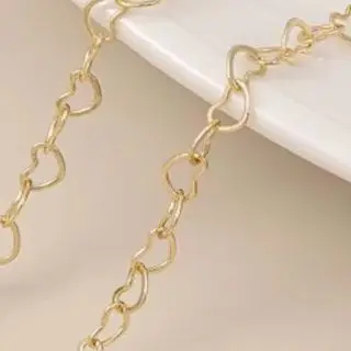 

1m 14K Gold-plated Heart-shaped Chain DIY Handmade Jewelry Materials for Necklace Bracelet Extension Chain