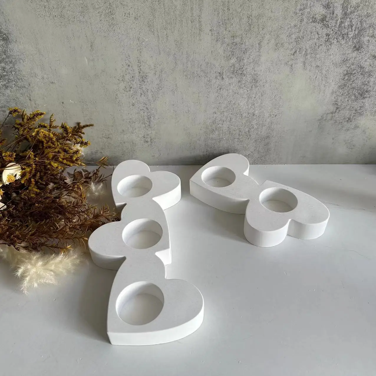 DIY Three Love Candle Holder Silicone Mold Erlian Love Scented Candle Holder Gypsum Drop Glue Mold