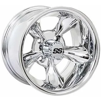 12" Aluminum Golf Cart Wheel – 12x7, 4/4 Bolt Pattern, 3:4 Offset, Chrome Finish, Ideal for Residential & Commercial Golf Courses 1