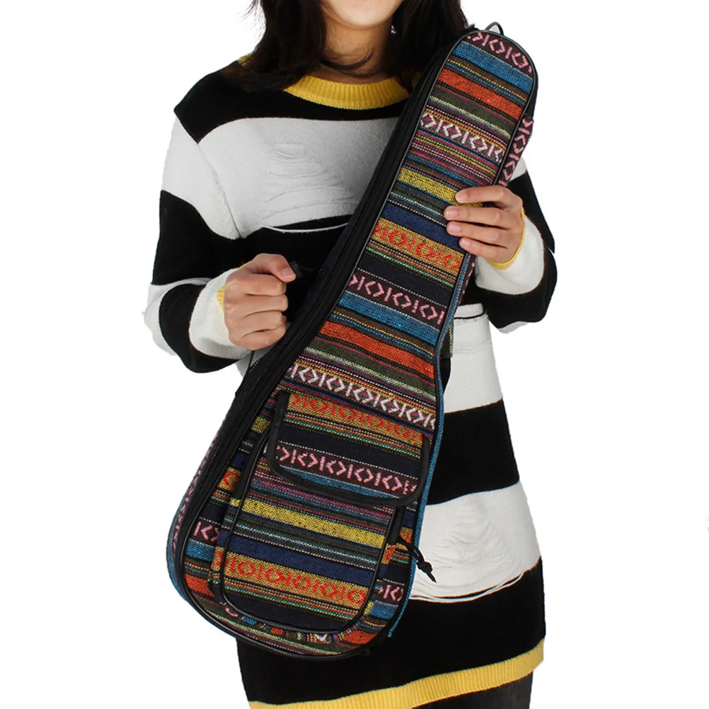 

1pc Portable Carrying Lightweight Durable Storage Pouch Rainbow Color Fashion Container Thickened Ukulele Bag Adjustable Straps