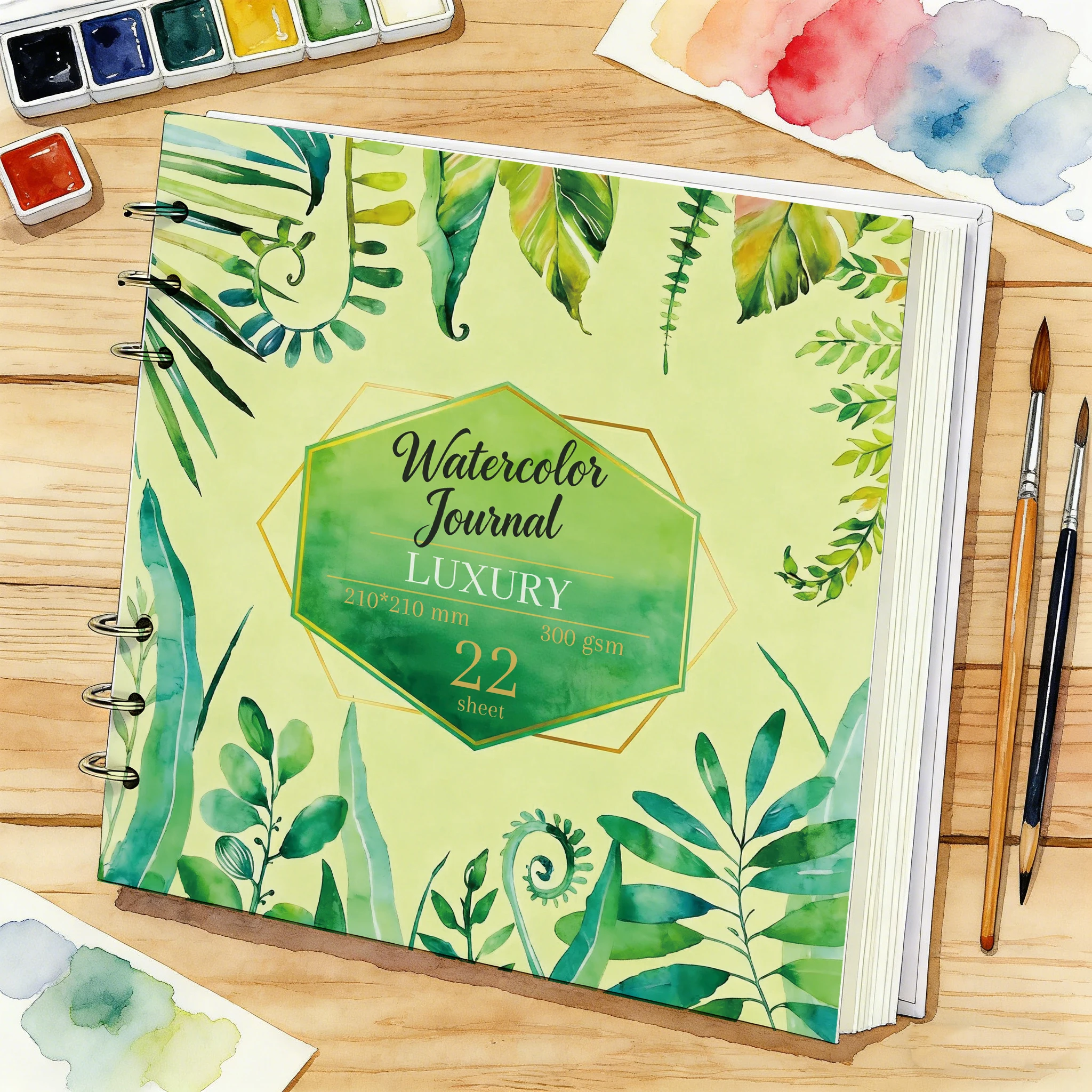 

Альбом для акварели, квадратный скетчбук 210x210 мм с розовой цветочной обложкой, 22 листа, плотность 300 г/м², с грубой текстурой.