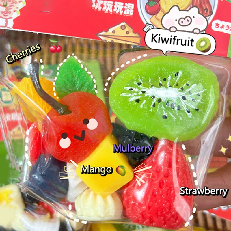1 Bag Decompression Fruit Bag Soft Rubber Toy Kiwi Strawberry Fruit Pinch Fidget Toy Simulation Fruit Stress Release Vent Toy