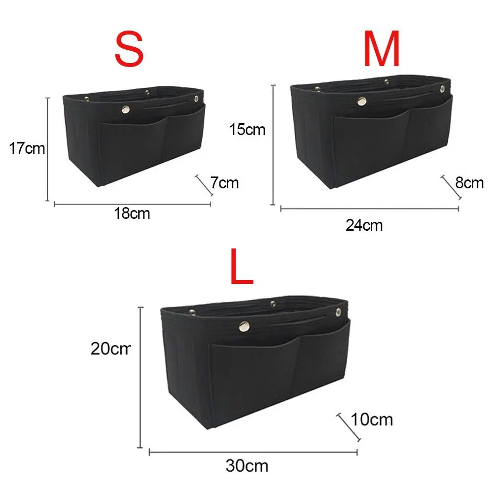 High-capacity Women Make Up Organizer Felt Insert Bag for Handbag Travel Inner Purse Portable Cosmetic Bags Fit Various Bags