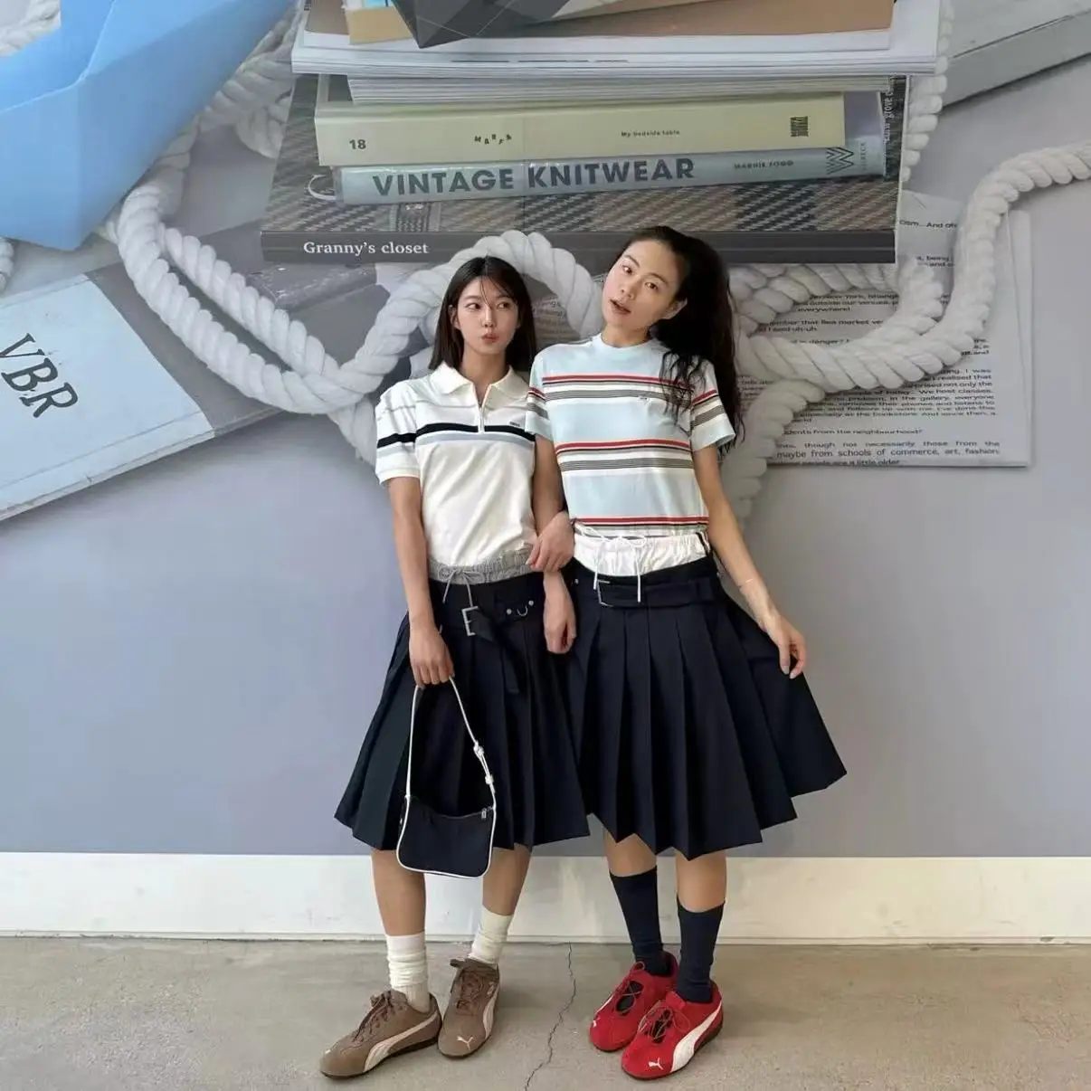 

Юбка трапециевидной формы с низкой талией и поясом, корейские плиссированные длинные летние многослойные юбки Faion College для женщин