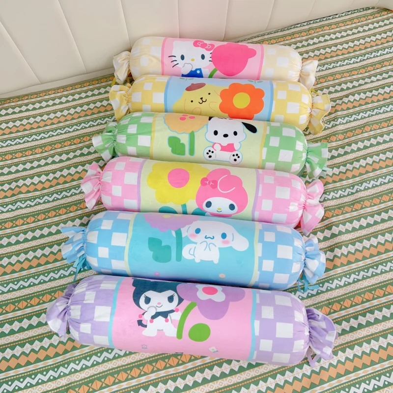 

Очень мягкие приятные плюшевые плюшевые подушки My Melody Kuromi Cinnamoroll Cylinder, плюшевая подушка с героями мультфильмов, прикроватная подушка, домашний декор, моющаяся
