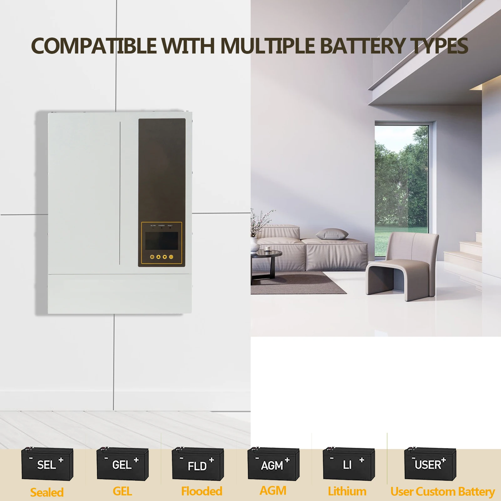 エネルギー貯蔵ハイブリッドインバーター、5500wバッテリー電圧、48v ac出力、220 v 230 v 240v、純粋な正弦波インバーター、50hz、60hz