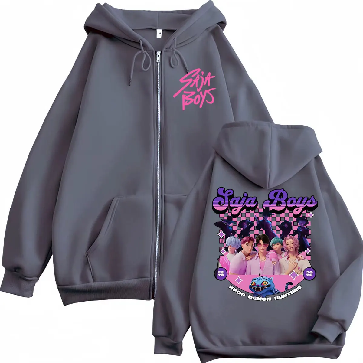KPop Demon Hunters Merch Zipper Hoodie Men Women Clothing Fashion Cartoon Zip Up Pullovers High Quality Fleece Hooded Sweatshirt