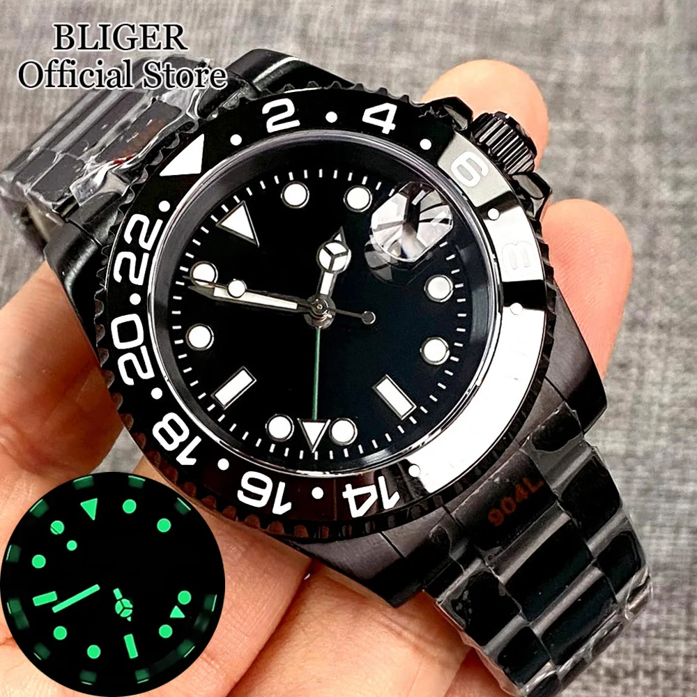 

Tandorio 40mm PVD Wristwatch 20ATM Waterproof NH34 GMT Automatic Movement Dive Men Watch Date Function Sapphire Glass Slide Lock