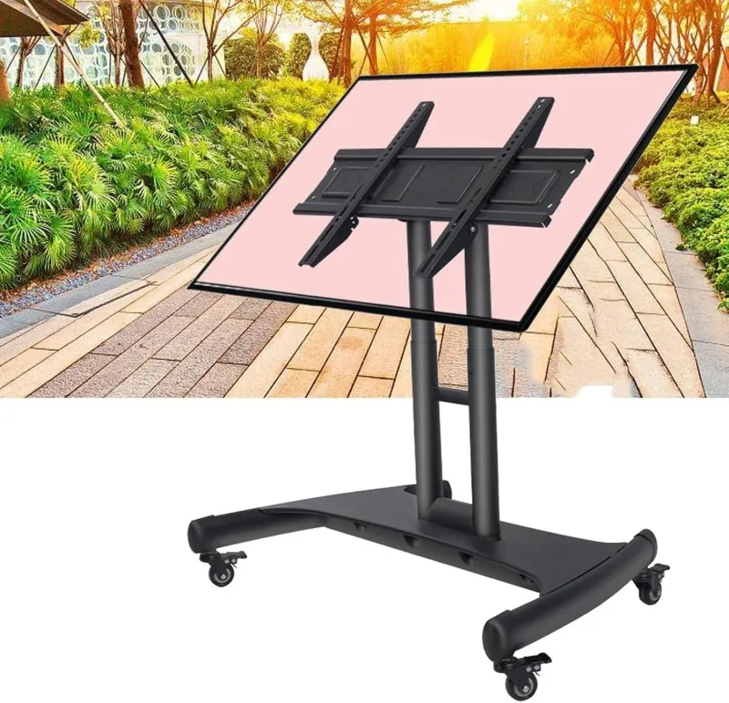Economical Movable Cold-Rolled Steel Plate TV Cart with Wheels Fit for 32''-70' TV Screen Used in Office and Home