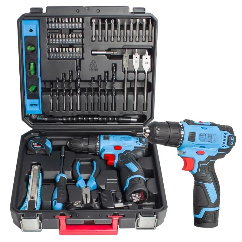 

12V Cordless Drill Wireless Combo Kit 60pcs Accessories Battery Drilling Machine with Case