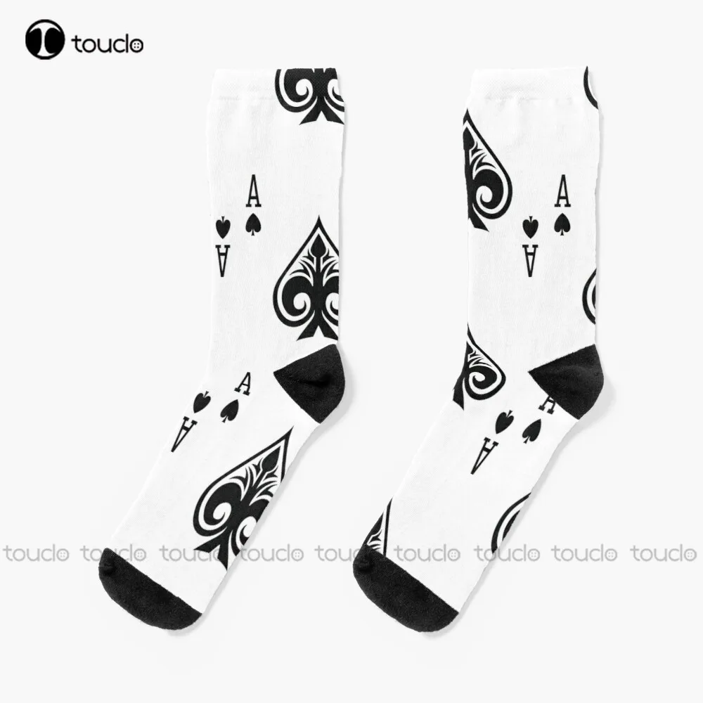 Ace Of Spades Classic Card Deck Casino Poker A Spades Socks Halloween Football Socks Men Christmas New Year Gift Unisex Adult