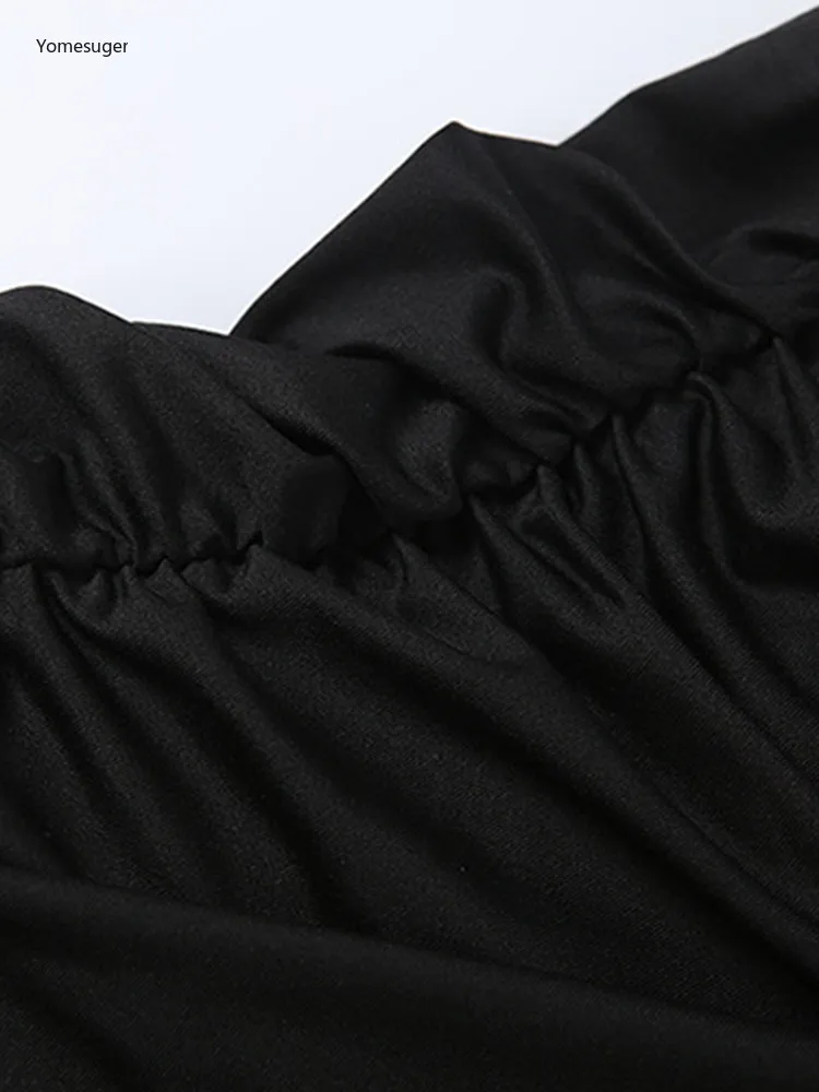 Yomesugar-Vestido largo de retales con pliegues irregulares para fiesta de año nuevo, ropa de discoteca, vestidos ceñidos elegantes de manga larga con cuello redondo 2026