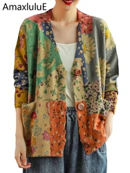 Max LuLu-Cardigan à col en V vintage à fleurs de style japonais pour femmes, pull imprimé avec poches, vêtements décontractés pour dames, design 2023