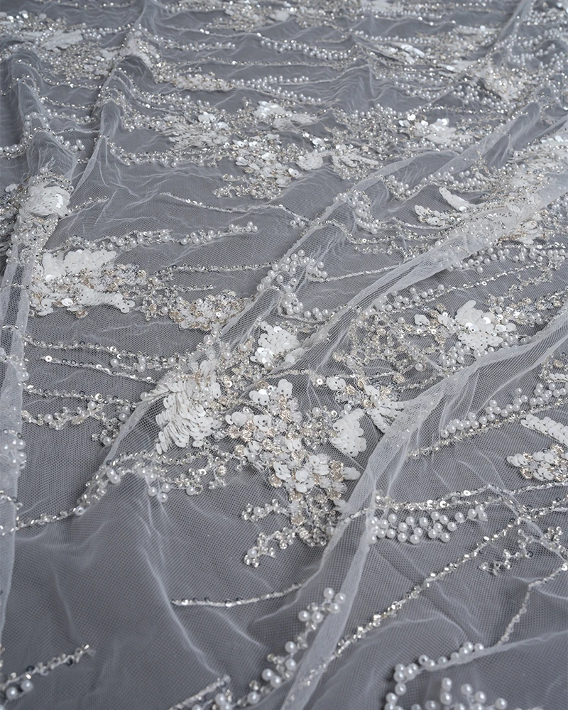 

Gorgeous Sequin Fabric Embroidered With Sparkling Sequins Crystal Beaded Elegant Beaded and Sequin Pattern Wedding Dresses