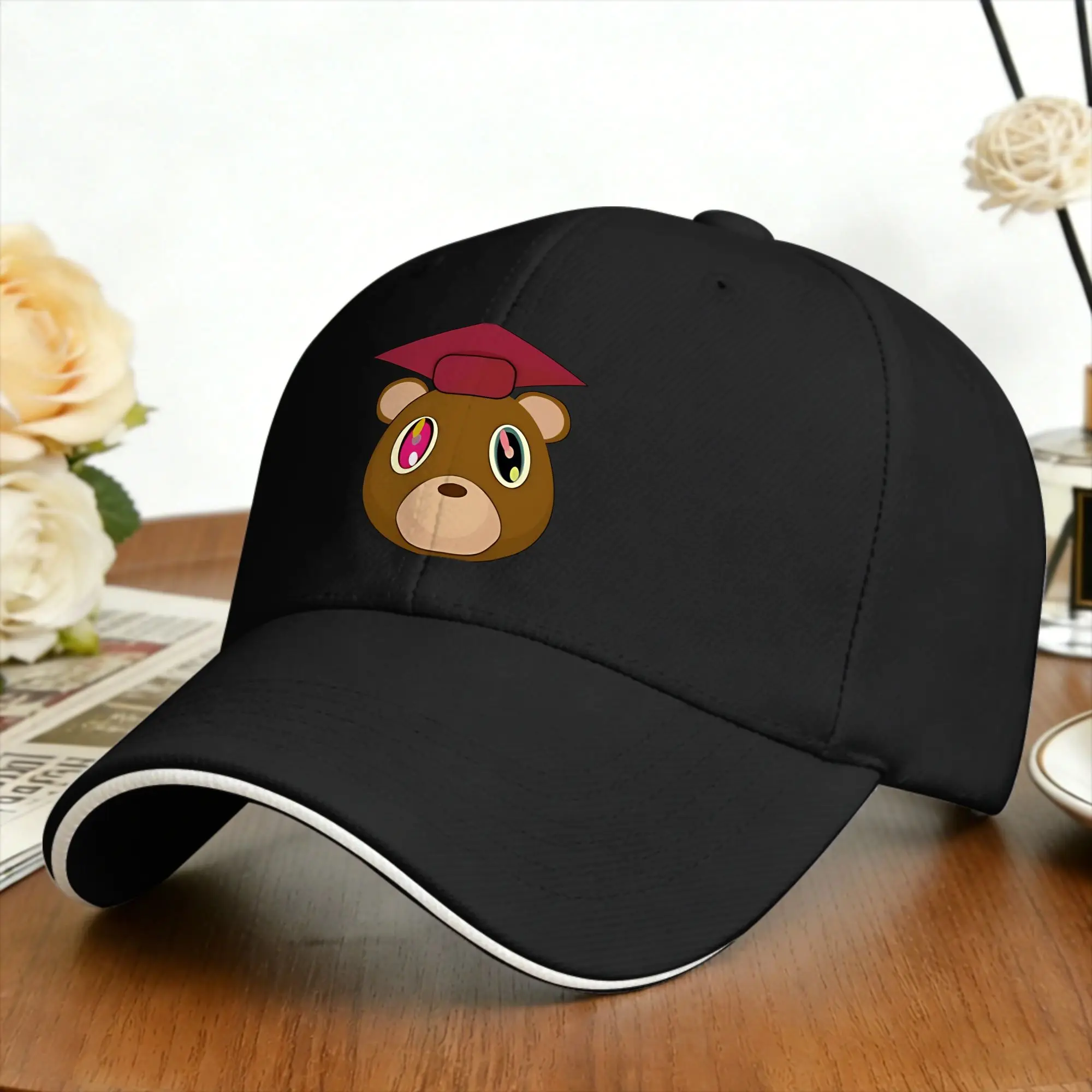 Kanye West Graduation Bear Casual Baseball Cap  Kpop Rock Hip Hop Hats Spring Sunscreen Baseball Caps