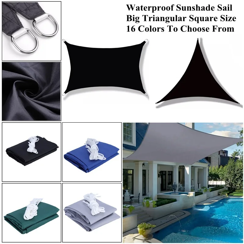 

Big Triangular Square Size Sunshade Sail Garden Patio Rainproof Shading Waterproof Cloth Swimming Pool Sunblock Outdoor Awning