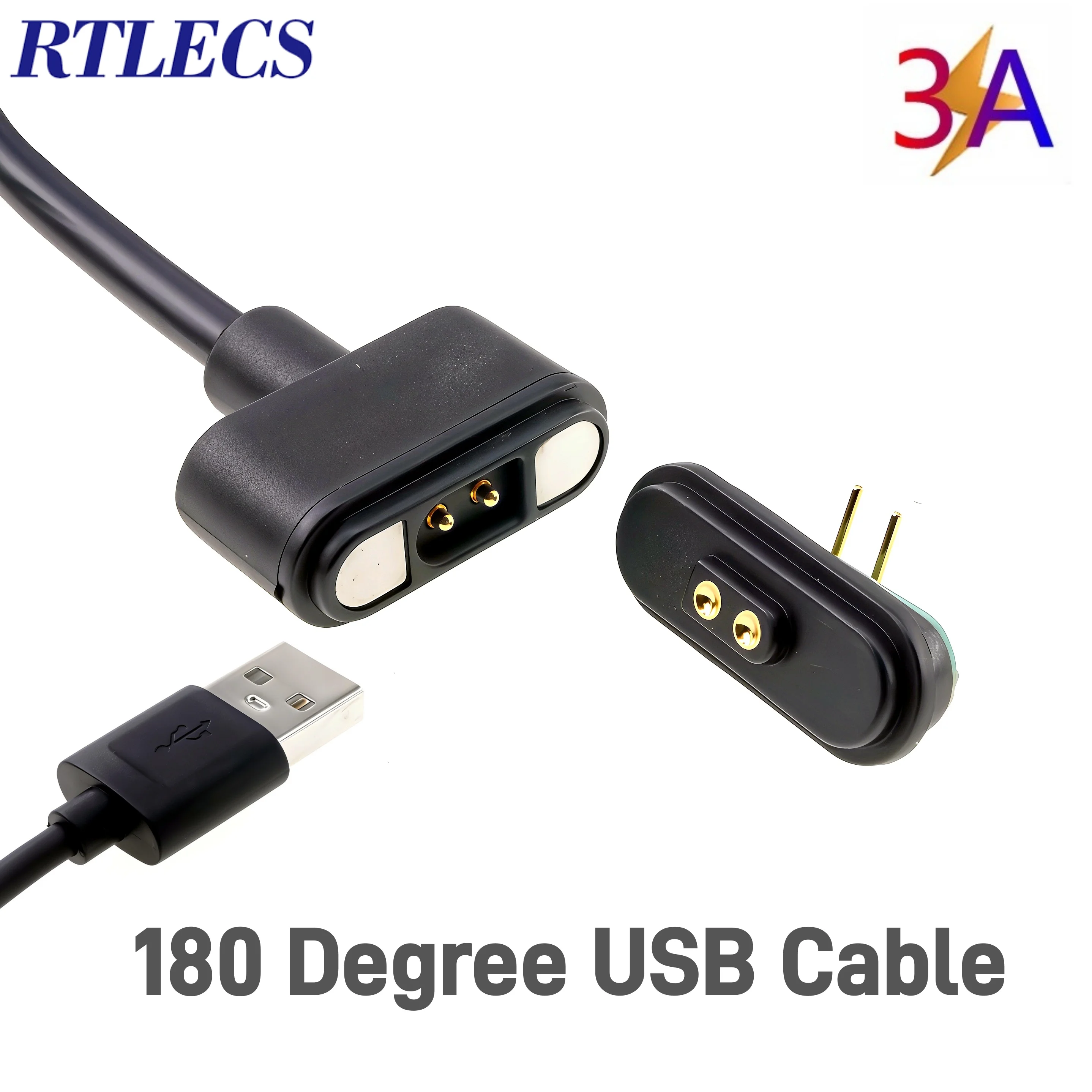 1 Set Magnetic Pogo Pin Connector 2 Pin Strong Force Female Pitch 2.8mm Pad Waterproof USB Cable Adapter 3A High Current view 6