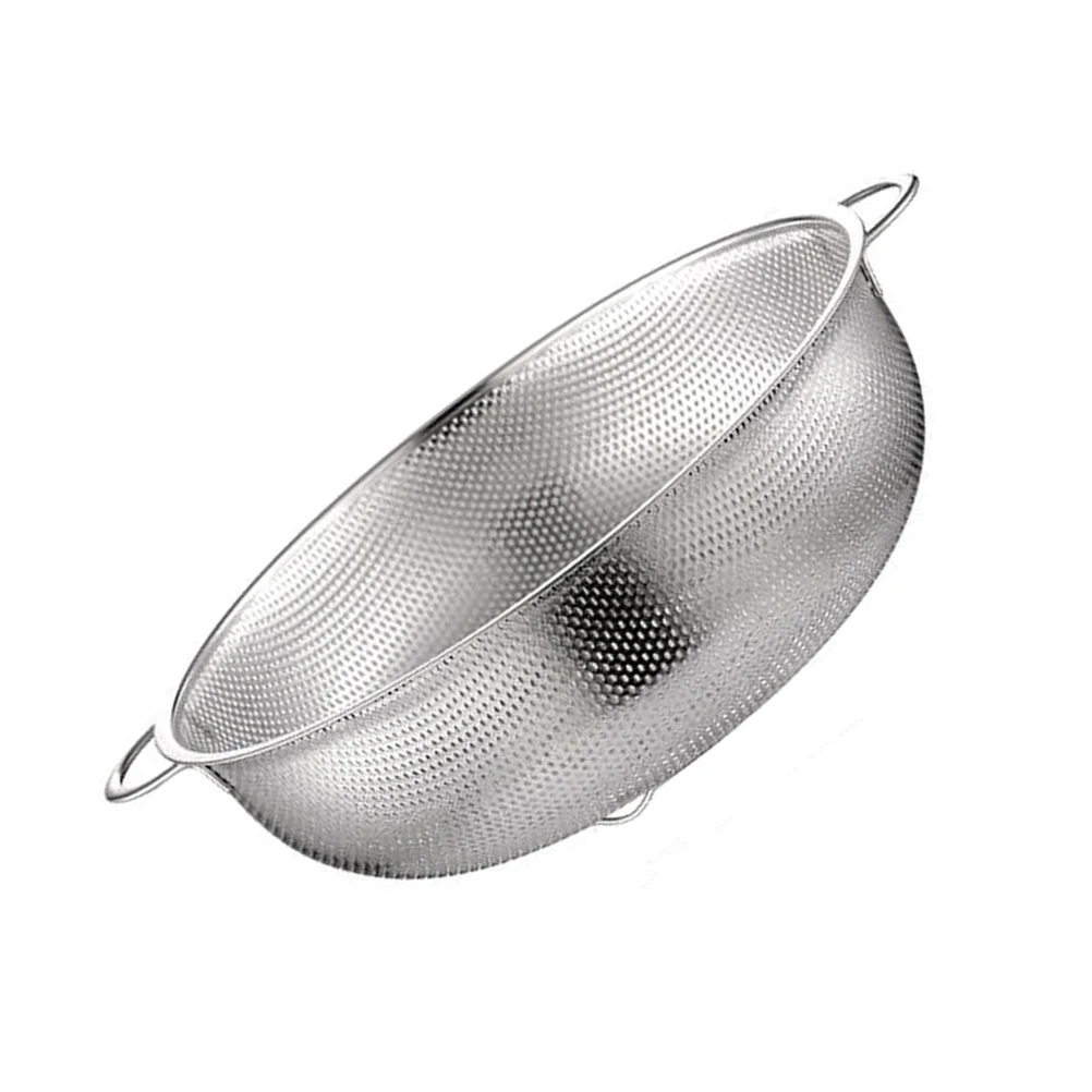 

Stainless Steel Drain Basket Fruit Vegetable Washing Storage Kitchen Sieve Multi Purpose Rice Strainer Home Use Silver 31.5Cm