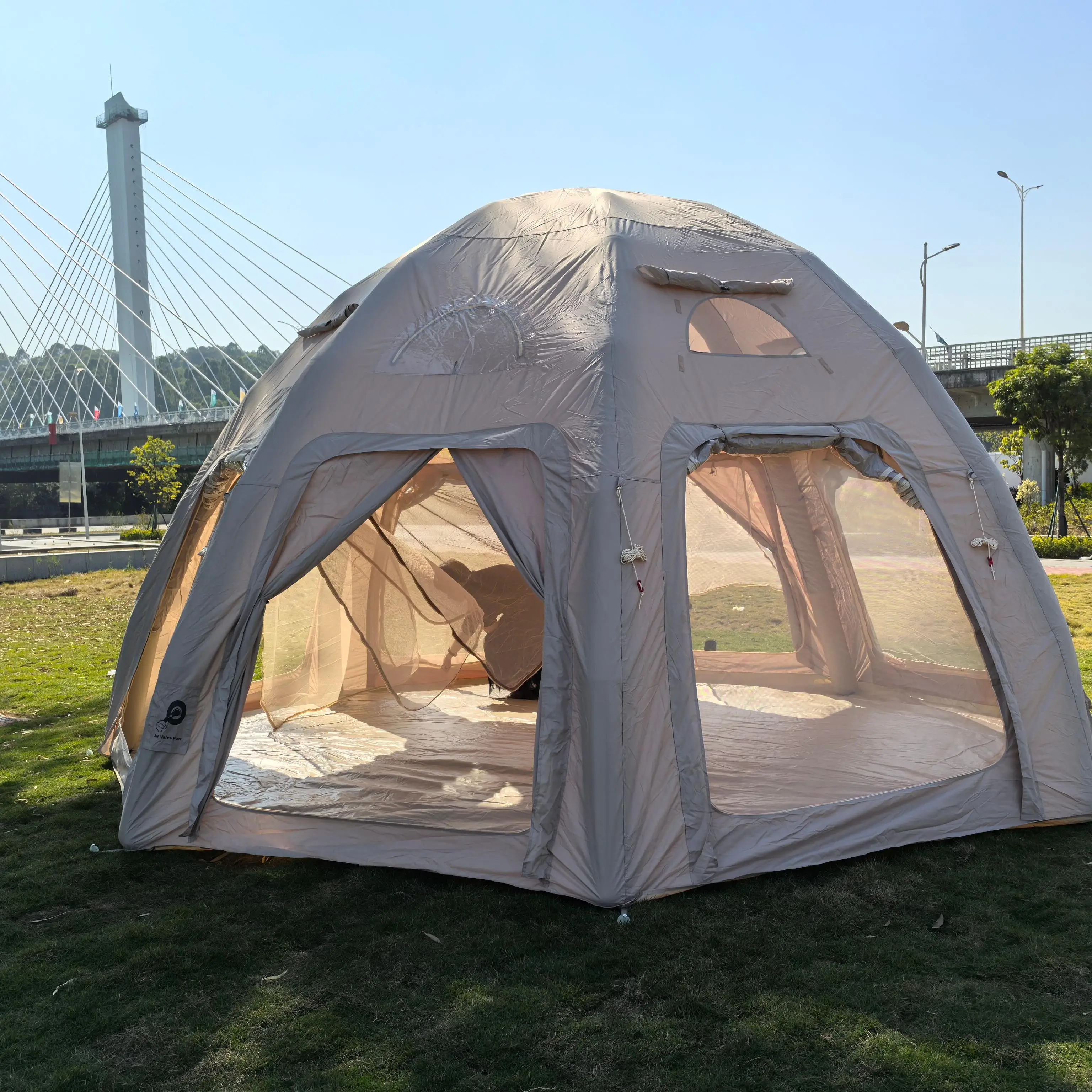 vb- Large Inflatable Dome Tent Air Pump One Bedroom Structure for Family Glamping Camping Seasonal Events Oxford Material&