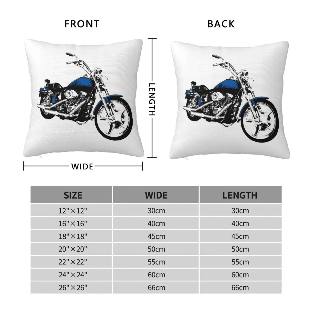 Super Glide Motorcycle Blue Square Pillowcase Polyester Linen Velvet Creative Zip Decorative Pillow Case Home Cushion Cover