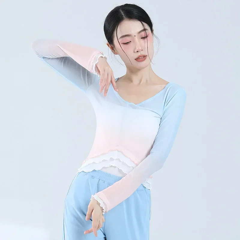 クラシックダンスの練習着、女性用フェイクツーピース、細身で上品な雰囲気のボディスーツ、毎日のダンス練習に。