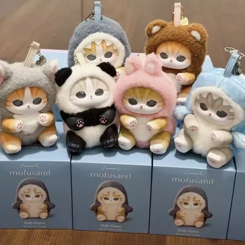 

Новый продукт в наличии, милый кот, сверкающая акула, кошка, виниловая плюшевая сумка, декоративная подвеска, слепая коробка, коричневая кукла-кошка, праздничный подарок