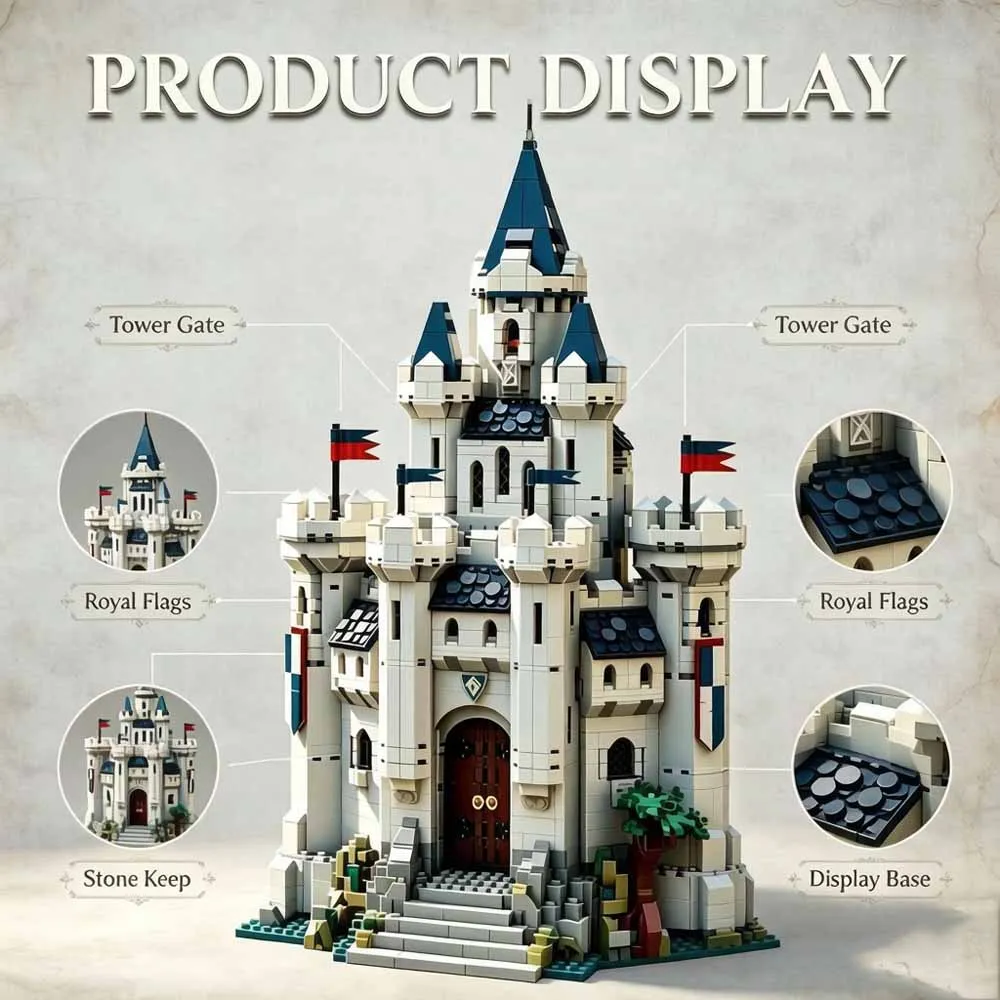 3212pcs Medieval Series MOC-243400 King Mearas Castle Model Building Blocks Creative Gift Decor Assemble Adult Puzzle Gifis