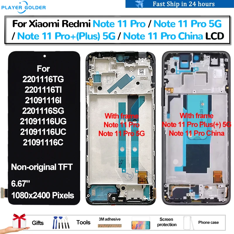 TFT For Xiaomi Redmi Note 11 Pro 5G Note 11 Pro+ Note 11 Pro Plus 5G Pantalla lcd Display Touch Panel Screen Digitizer Assembly