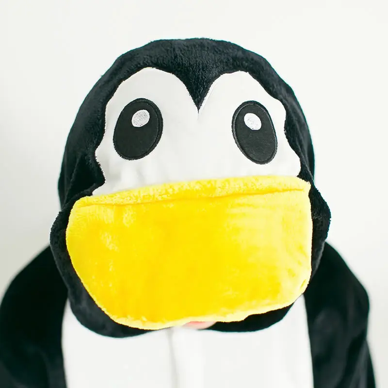 Piyama Penguin dewasa baju tidur satu potong, kostum Cosplay Natal Halloween, pakaian tidur hewan hangat flanel untuk pria dan wanita