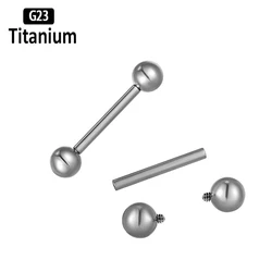 ASTM F136 Titanium Barbell Ring Stick Straight Pacifier Rod Body Jewelry Barbell Eyebrow Internal Thread Tongue Piercing Earring