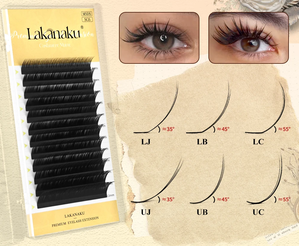 LAKANAKU LB LC LJ CURL Camellia Wimpern Vorgebündelte Wimpernspitzen Wimpern UB UC UJ Camellia Kunstwimpern Russian Volume Wimpern – Detail 2