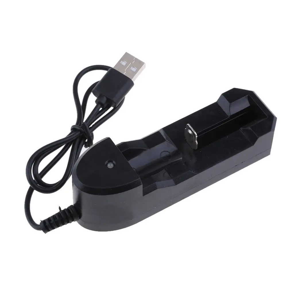 Battery Charger for 18650 Lithium Rechargeable Batteries and USB Port Cable