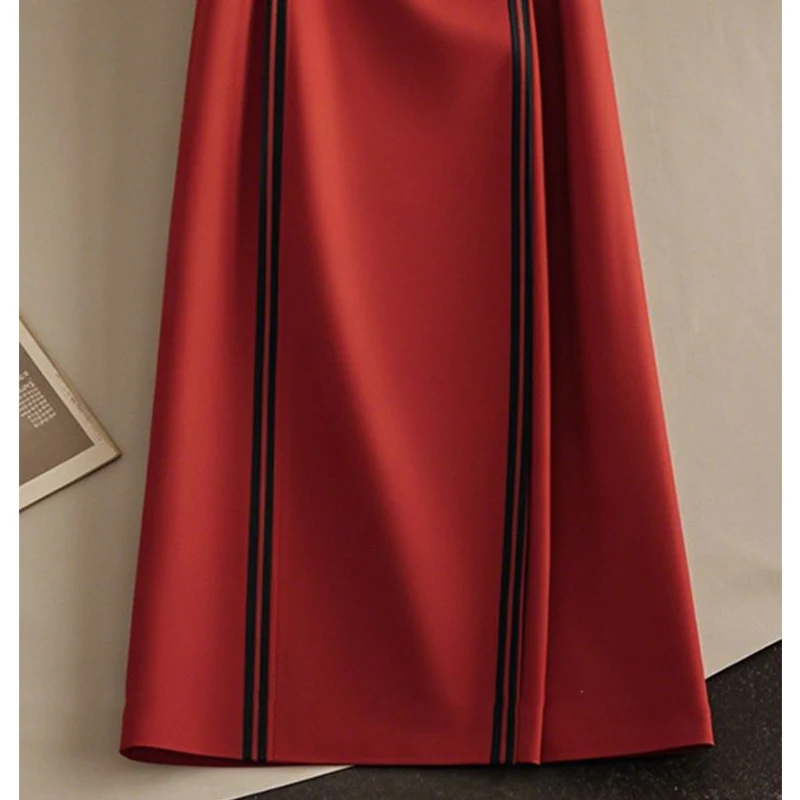 2024 Autumn New Fashion Temperament High Waist Skirts Ladies Fashionable Simplicity Striped Slim A-line Skirt Elegant Skirt
