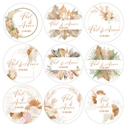 Custom Boho Wedding Thank You Stickers Personalized Design Your Label Baptism Birthday Gift Box Seal Sticker Pampas Grass Decor