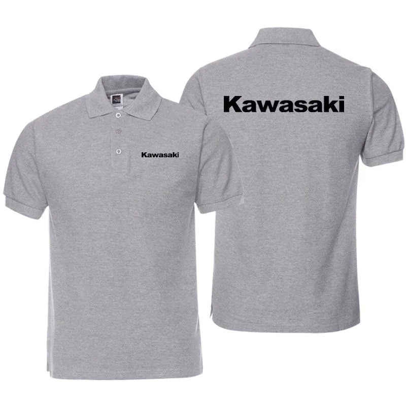 New summer all-match Kawasakis motorcycle T-shirt casual wear short-sleeved cycling suit racing lapel polo shirt overalls