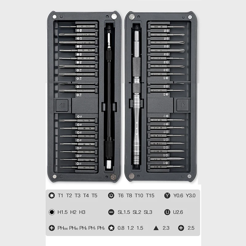 Juego de destornilladores de precisión 30 en 1, juego de herramientas de desmontaje y mantenimiento de computadora móvil, S2 bit extendido magnético fuerte
