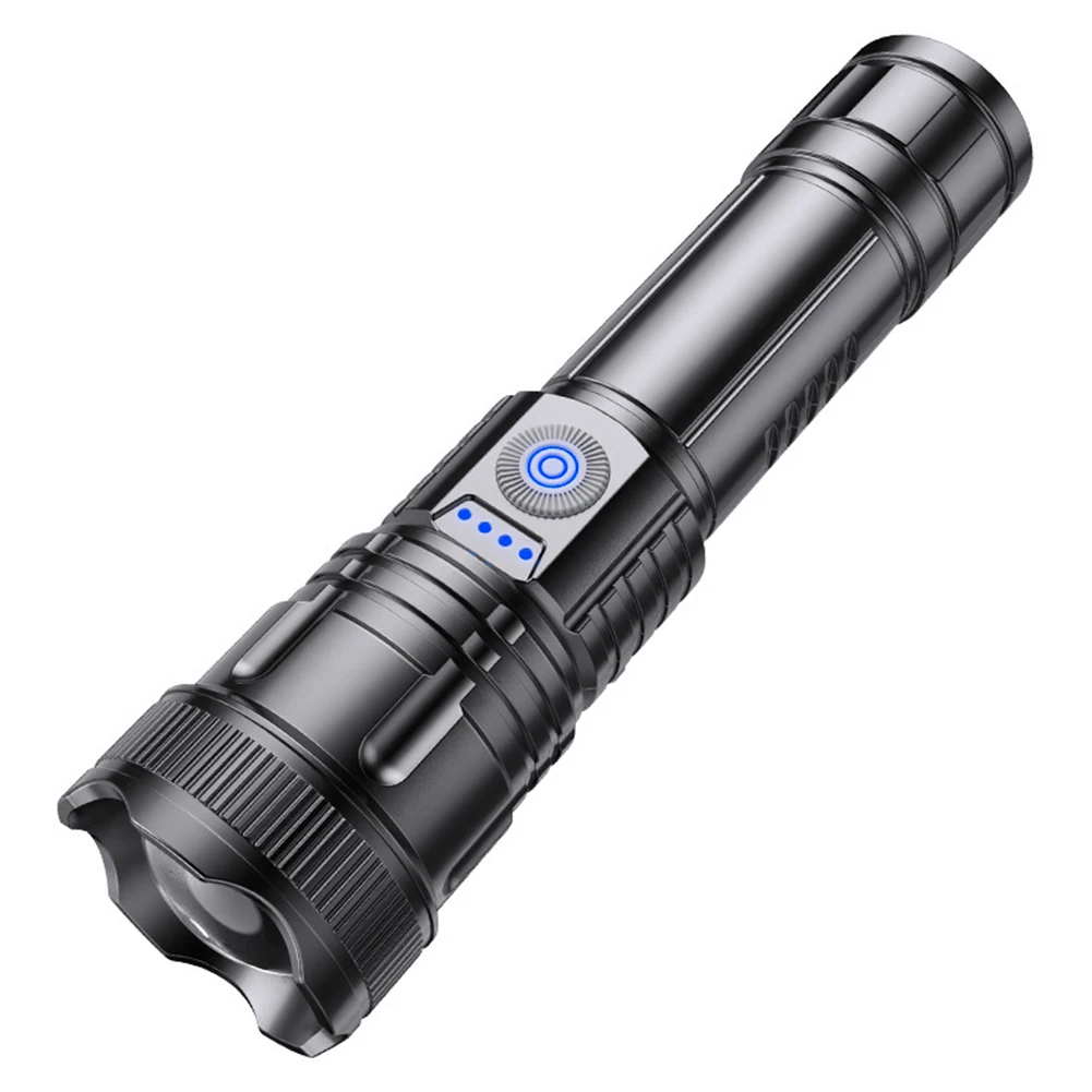 500LM Compact Camping ไฟฉายจอแสดงผล LED Camping ไฟฉายแบบพกพามือถือ Type C ชาร์จ USB สําหรับเดินป่าปีนเขา