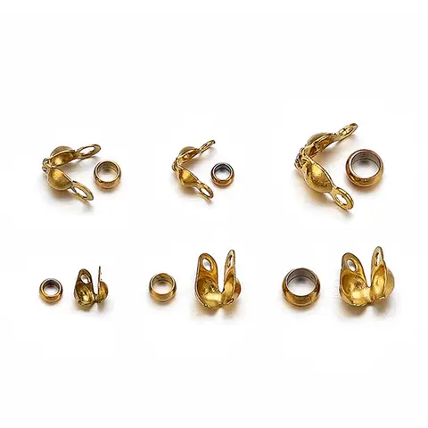 Embouts de perles à sertir en acier inoxydable, 150 pièces, couvercle de nœud, pointes de perles pliables à clapet avec embouts pour bricolage, accessoires de fabrication de bijoux