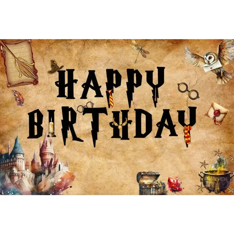 ماجيك كاسل مدرسة حفلة عيد ميلاد ديكور خلفية الساحر هالوين الاطفال استحمام الطفل لوازم الحفلات راية صور الدعائم #4