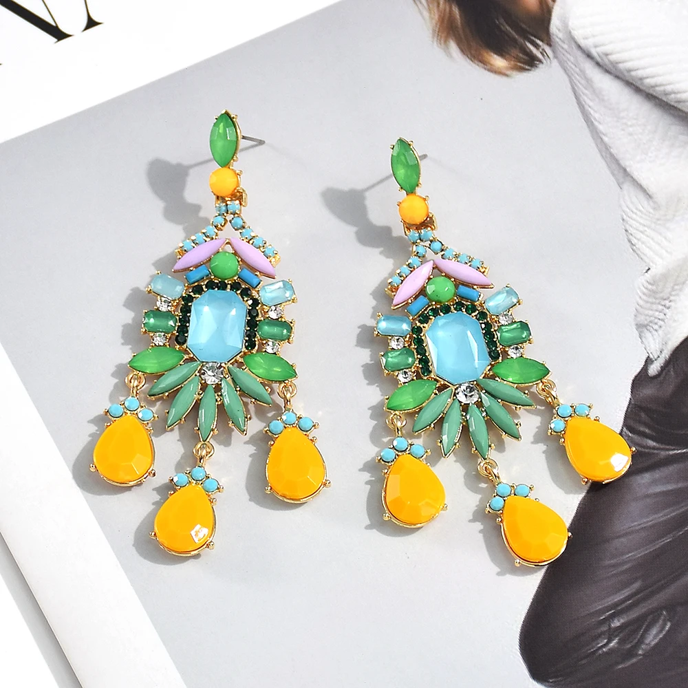 New Design Bohemian Ethnic Long Pendant Dangle Drop Earrings High Quality Luxury Crystal Jewelry Accessories For Women