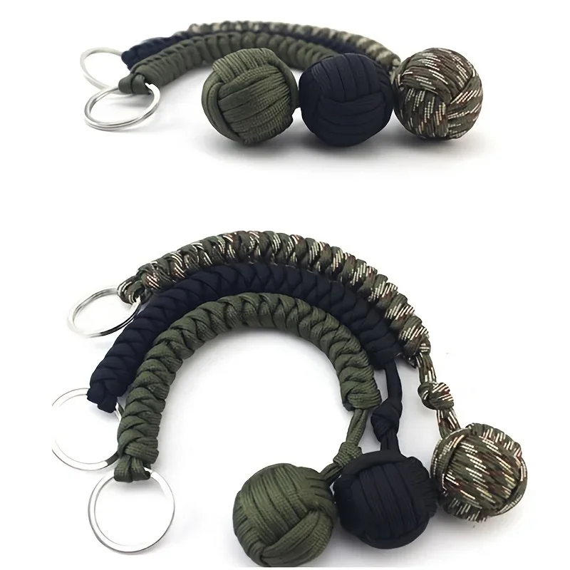 

Outdoor Self-Defense Umbrella Rope,Monkey Fist Steel Ball, Paracord Survival Key Chain, Outdoor Safety Protection Accessories