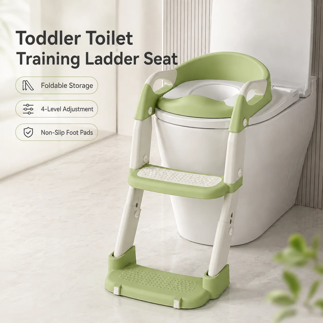 Foldable Baby Toilet Training Seat With Ladder Adjustable Potty Trainer Step Stool Chair For Kids Toddler Bathroom Learning Tool